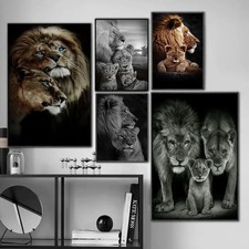 Animal Wall Art Wild Lion Tiger and Cub Canvas Painting Posters and Prints Art
