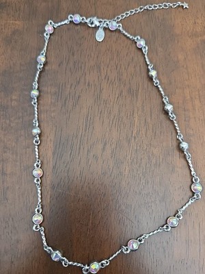 Kirks Folly Aurora Borealis Faceted Crystal Necklace Iridescent 