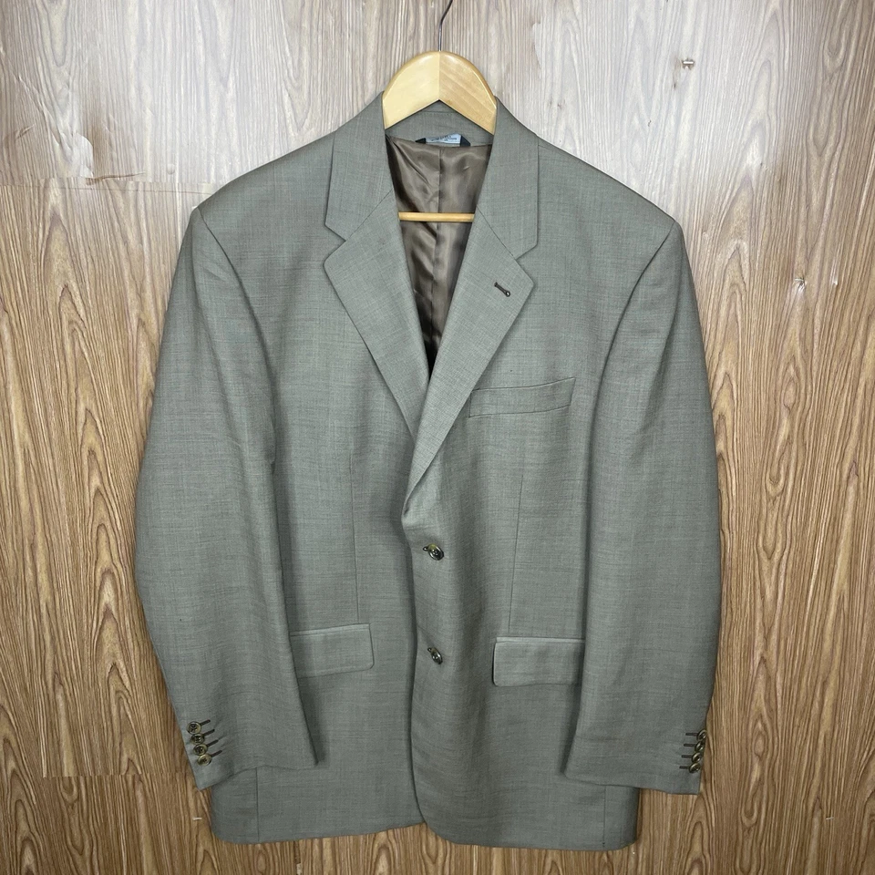 Traje Lauren Ralph Lauren 2 Piezas Para Hombre 42L 36x32 Marrón Lana Sólida Dos Botones Foto 3 de 4