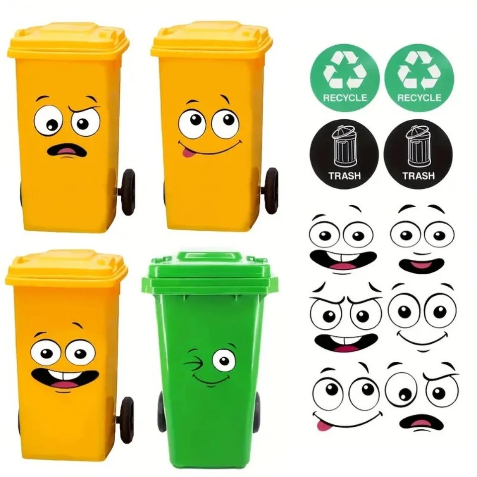 Self-Adhesive Trash Can Stickers Waterproof Expression Face Stickers  Toilet