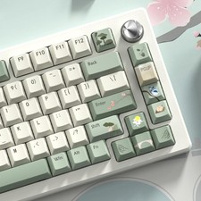 PBT Keycaps,Matcha Green keycaps 60 65 100 , Spring Tea Custom Keycap, Cher...