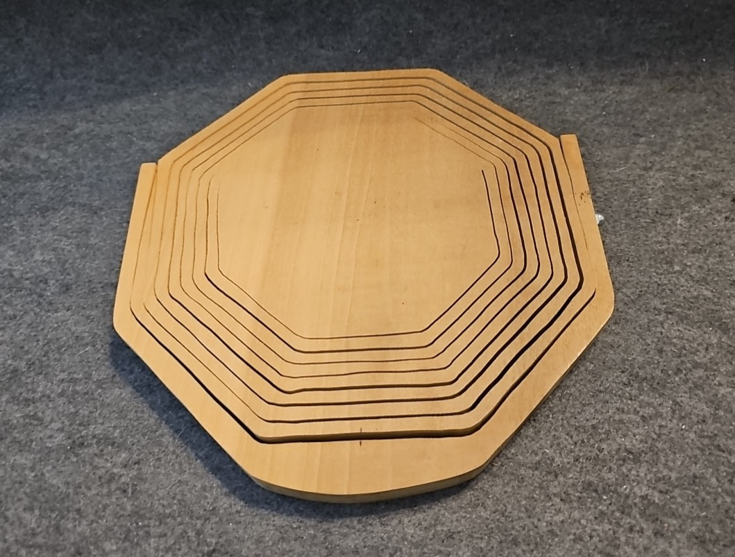 New Versatile Handcrafted Collapsible Round Wooden Basket Bowl Trivet, 8.75" Dia