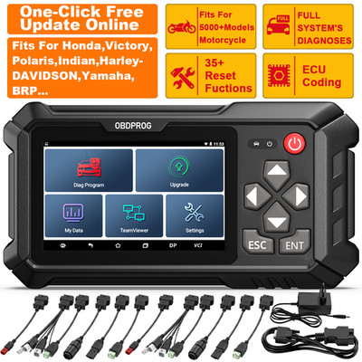 OBDPROG MOTO 100 Motorcycle All System Diagnostic Tool OBD2 Scanner ECU Coding