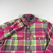 Polo Ralph Lauren Shirt Mens Large Plaid Button Up Southwestern Aztec Vintage