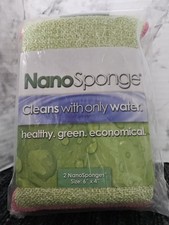 Nano Sponge. 2 in 1 Scrubbing Polishing Water Only Fiber Kitchen Sponges 2pk