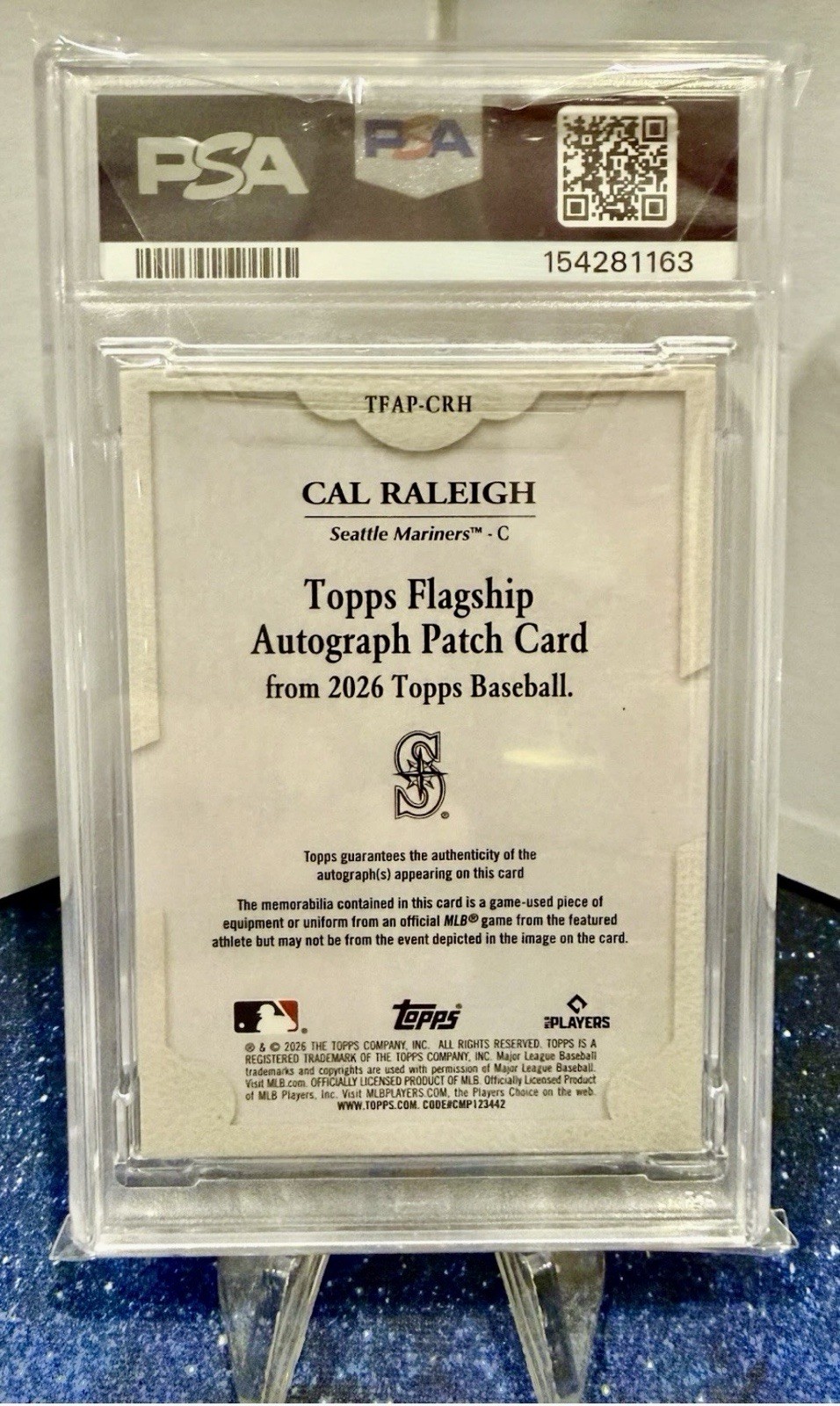 POP 1 2026 Topps Cal Raleigh Patch Auto /25 Bronze PSA MINT 9 Auto 10 Mariners view 2