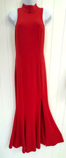 Xtaren Polyester/Spandex Women Size M Long Red Evening Gown Party Dress side zip
