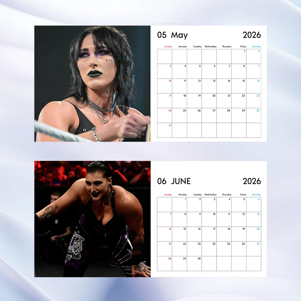 Calendario Rhea Ripley 2026, calendario de pared WWE Superstar, regalo para fanáticos de la lucha libre Foto 4 de 4