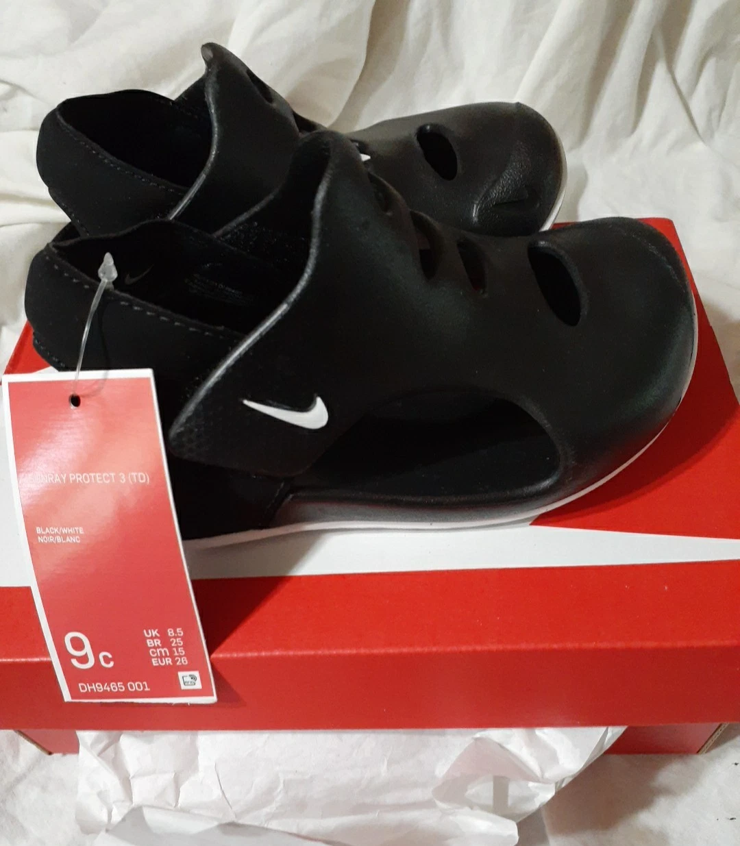 NIKE Sunray Protect 3 sandali DH9465 001 nero bianco bambini piccoli taglia 9C