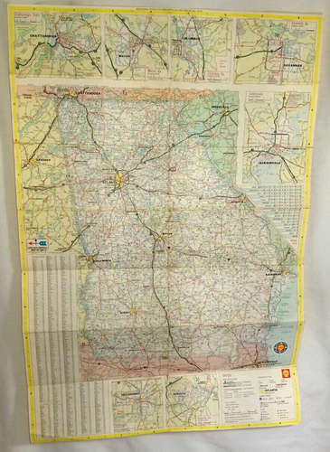 Vintage Shell Oil Company 1968 Georgia Staatskarte - Bild 4 von 5