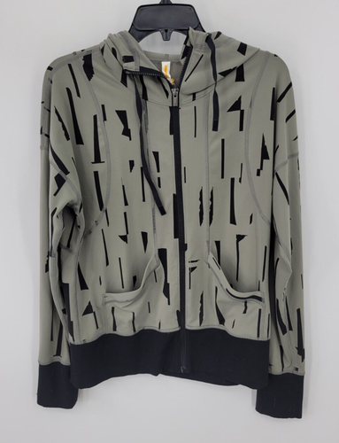 Lucy Jacke Damen Medium grau schwarz Geo Print Reißverschluss p Activewear Kapuze
