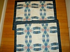 Lot of 2 Quilted Pillow Shams Blue White Quilted Design SU13 