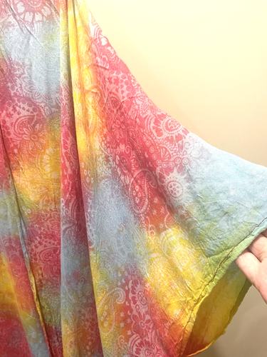 Kimono Top Jacket One Size Boho Rainbow Multi Tie Dyed Hippy Festival Open - Picture 5 of 7