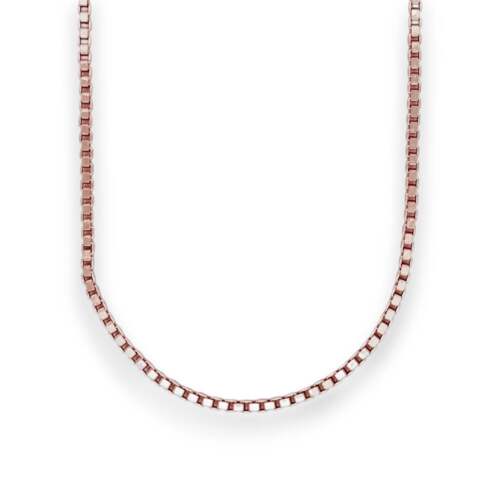 Collana catena scatola - oro rosa 14 kt - massiccio - Foto 4 di 9