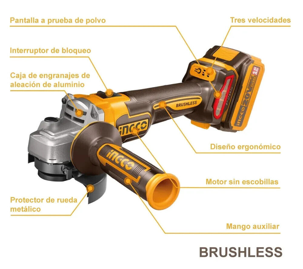 Kit Trapano Avvitatore + Smerigliatrice a Batteria INGCO + 2 Batterie 20V in Box foto 2