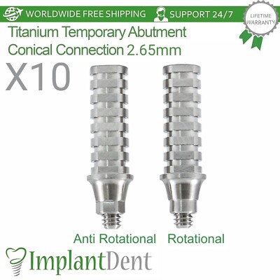 10x Titanium Temporary Dental Prosthetics RP Conical Connection 2.65mm Dentistry