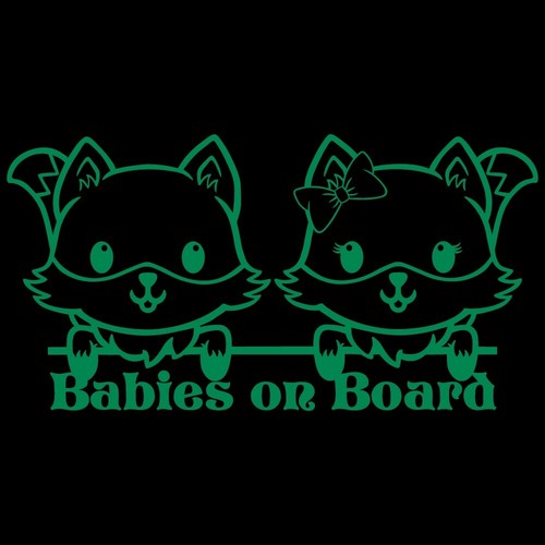 8.5" BABIES ON BOARD FOX v1 Vinyl Decal Sticker Car Laptop Baby Twins Boy Girl - Picture 27 of 31