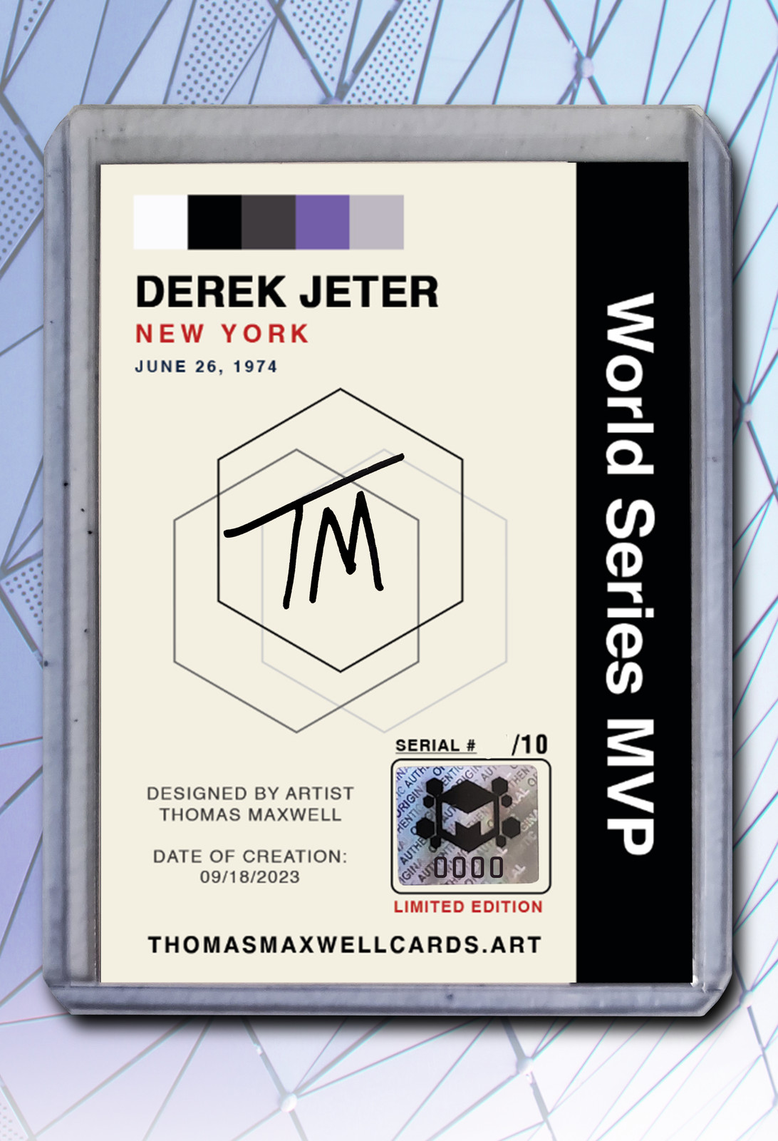 Derek Jeter Artist Signed Baseball Art Card 1/10