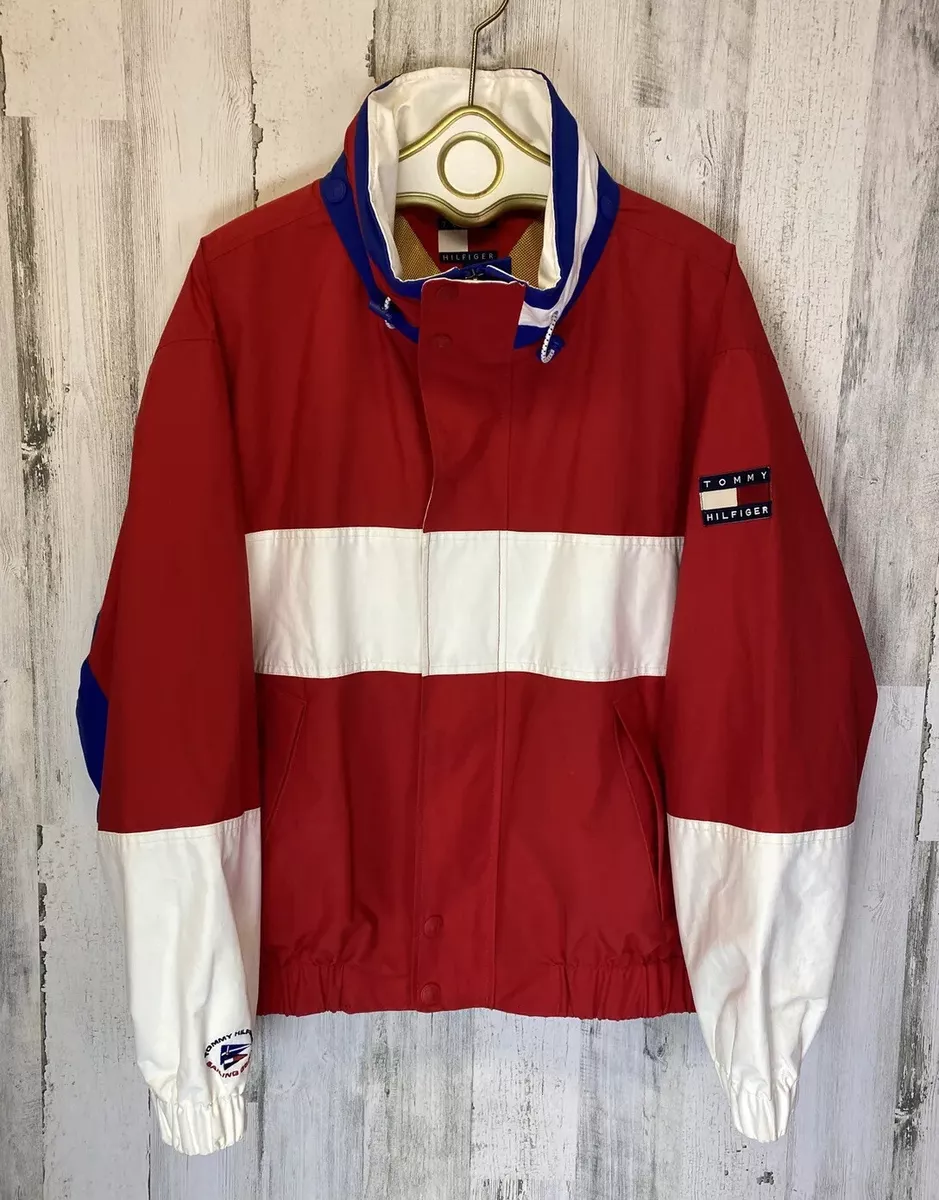 Humedad mejilla Decepción Vintage Tommy Hilfiger Sailing Gear Men&#039;s XL Zip Up Jacket Red White  Blue Yellow | eBay