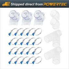 POWERTEC 2-1/2" Dust Collection Fittings Kit w/Connectors, Blast Gates & Clamps