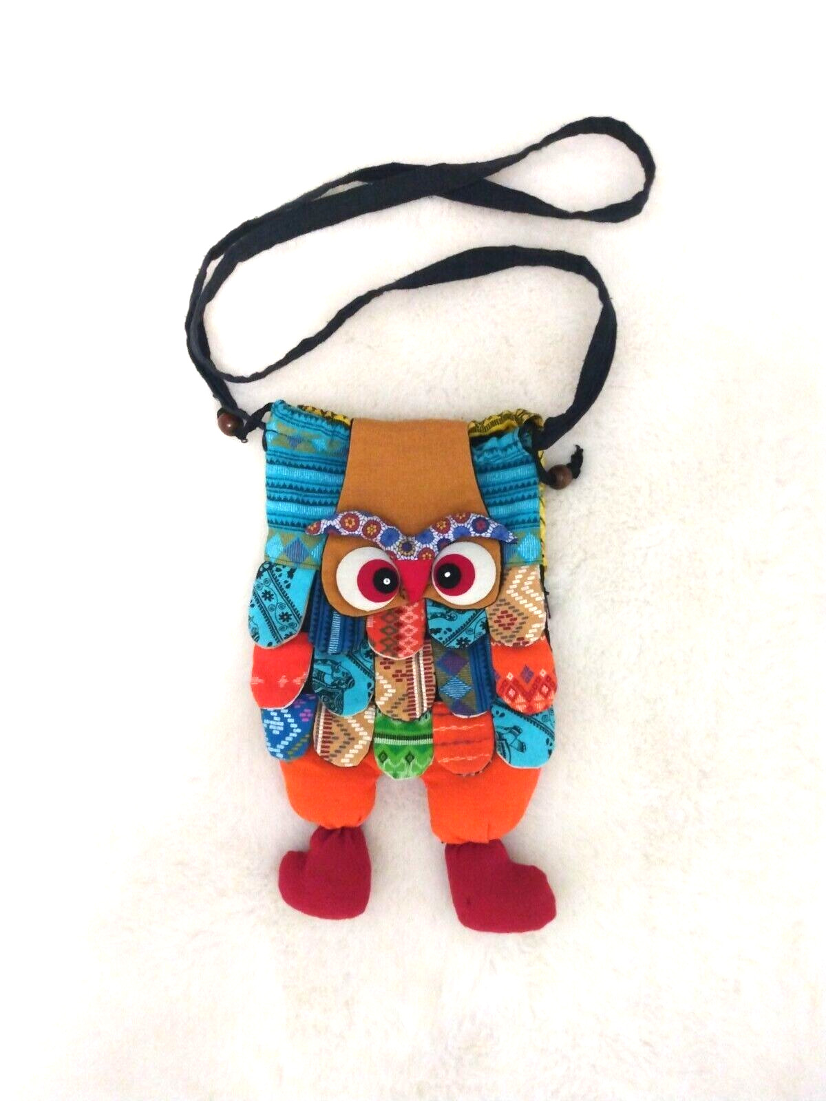 Owl Patchwork Crossover Purse Drawstring 2 openin… - image 5