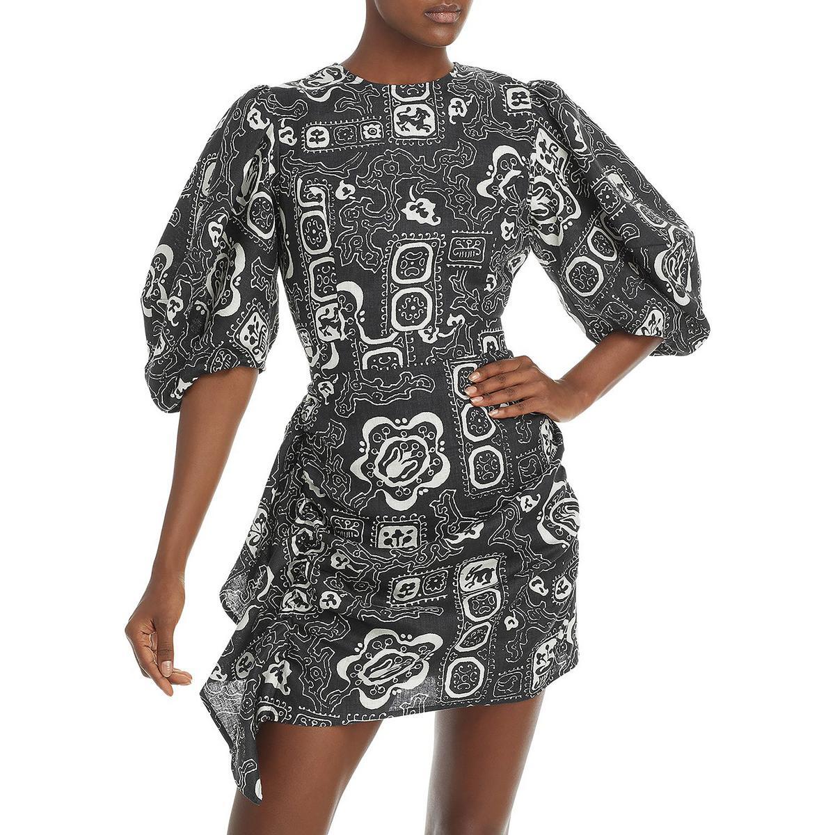 Короткое дневное мини-платье Rhode Womens PIA цвета слоновой кости с графическим рисунком 2 BHFO 7196