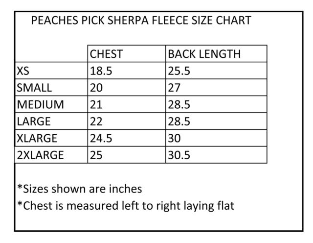 Boxercraft Sherpa Youth Size Chart