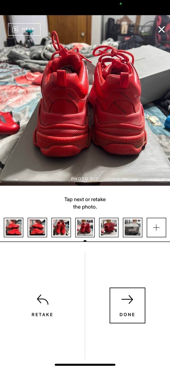 Size 9 - Balenciaga Triple S Sneaker Allover Logo - Red for