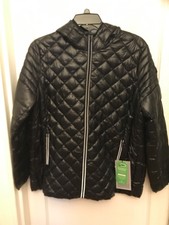 Noize Stella Vegan Hooded Quilted Lightweight Puffer Jacket Black Size 1x Nwt.