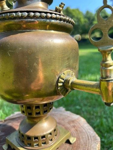 Antique Brass Russian Samovar Water Tea Boiler Pot end of 19th Century - Picture 5 of 10