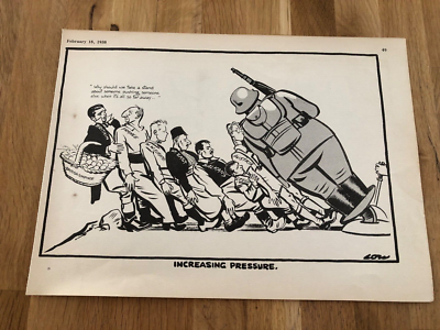 #ad 1936 comedy print quot; germany increasing pressure quot; ww2 theme GBP 14.99