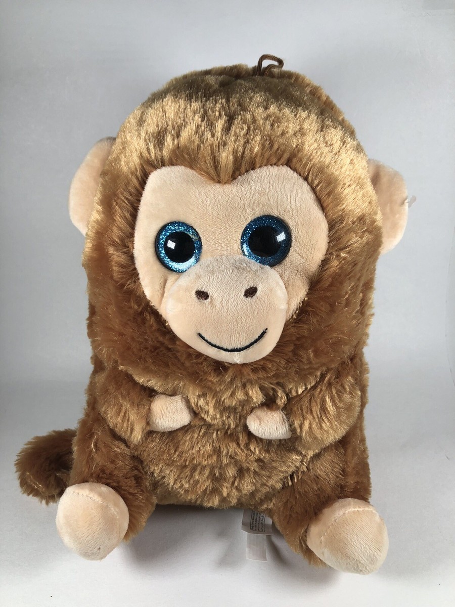 Nanco Belly Buddies Plush Monkey Brown 10” Glitter Eyes Stuffed