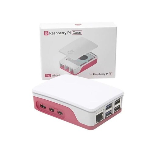 Raspberry Pi 5 Official Case Red White Temp Controlled Cooling Fan Plug N Play - Picture 5 of 5