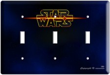 STAR WARS LOGO EMBLEM TRIPLE LIGHT SWITCH COVER PLATE GEEK ROOM ART DECORATION