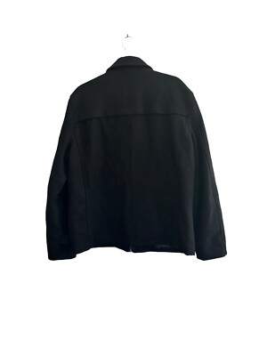 Ralph Lauren Chaps Wool Blend Jacket Mens Large Black Heavy Coat