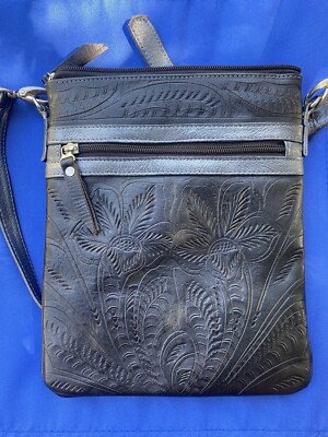 J.L. SALDIVAR Paraguay Handcrafted Floral Leather tooled crossbody