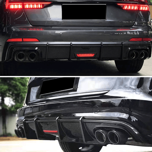 Alerón labial difusor parachoques trasero fibra de carbono para Audi A6-SLINE S6 sedán 16-18 - Imagen 2 de 7