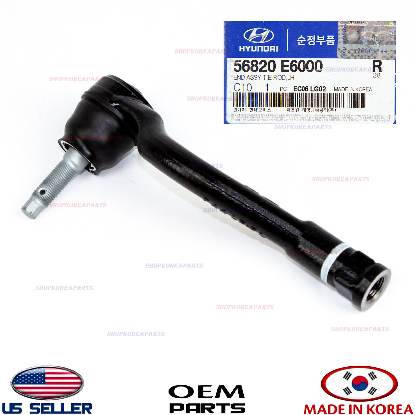 Genuine OEM Left Outer Steering Tie Rod End for Hyundai 56820E6000 