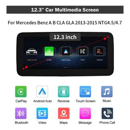 12.3''Wireless Carplay Screen Für Benz W176 CLA C117 X117 X156 B W246 Navi USB - Bild 3 von 15