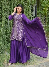 Designer Embroidery Readymade Kurti Gharara Dupatta Salwar Kameez Wedding Suit