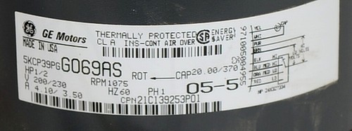 GE 5KCP39PGG069AS Blower Motor Thermally Protected Phase 1 - Picture 2 of 5