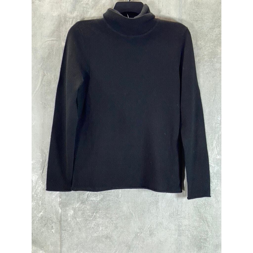 NEIMAN MARCUS Women's Black Solid Cashmere Basic Turtleneck Top SZ
