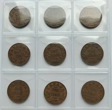 ***  CANADA LOT OF 9 ***  KING GEORGES V *** SMALL  CENTS *** 1920 -1936 ***