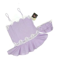 Vtg Deadstock Rosa Puleo-Szule Lily of France Lavender Nightie Panty Set Small