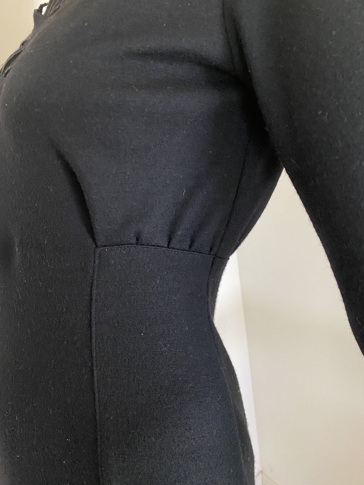 Thierry Mugler Dress Wool Black Sz 40 Bodycon Star Cutout Mini France Vintage image 5