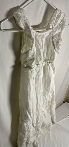 Justice girls White Maxi Dress Sundress Embroidered Floral Youth Size 7 - Picture 2 of 6