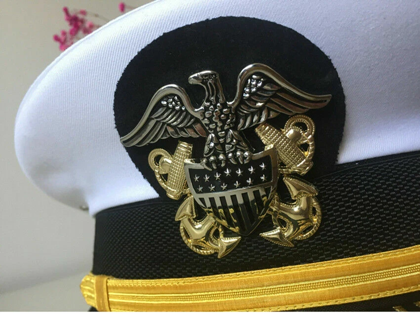 Cappello da capitano nave marinaio berretto marinaio cappello da capitano uniformi costume festa - Immagine 2 di 4