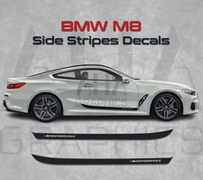 BMW M8 8 Series Coupe Side Stripes Decals M Power M Performance Side Graphics