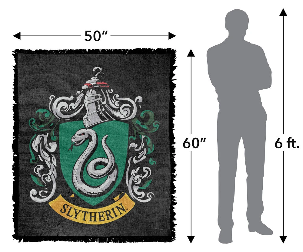 Harry Potter Blanket, 50"x60" Slytherin Crest Woven Blend Throw