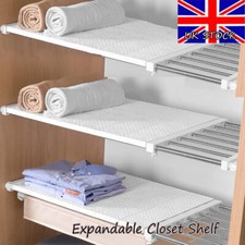 Expandable Closet Shelf Dividers Clothes Organizer Storage Rack Tension Rod UK